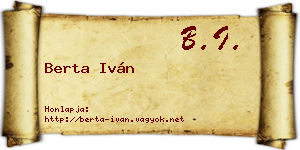 Berta Iván névjegykártya