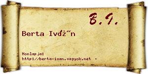 Berta Iván névjegykártya
